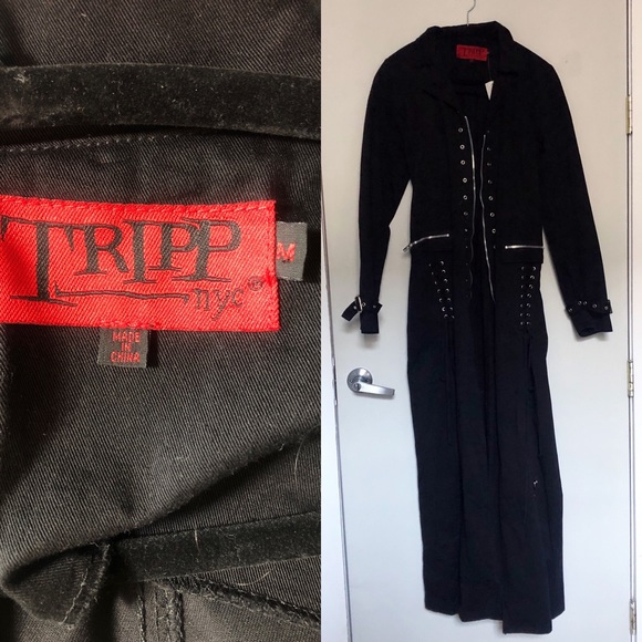 Genuine Tripp Black Trench Coat - Picture 3 of 4